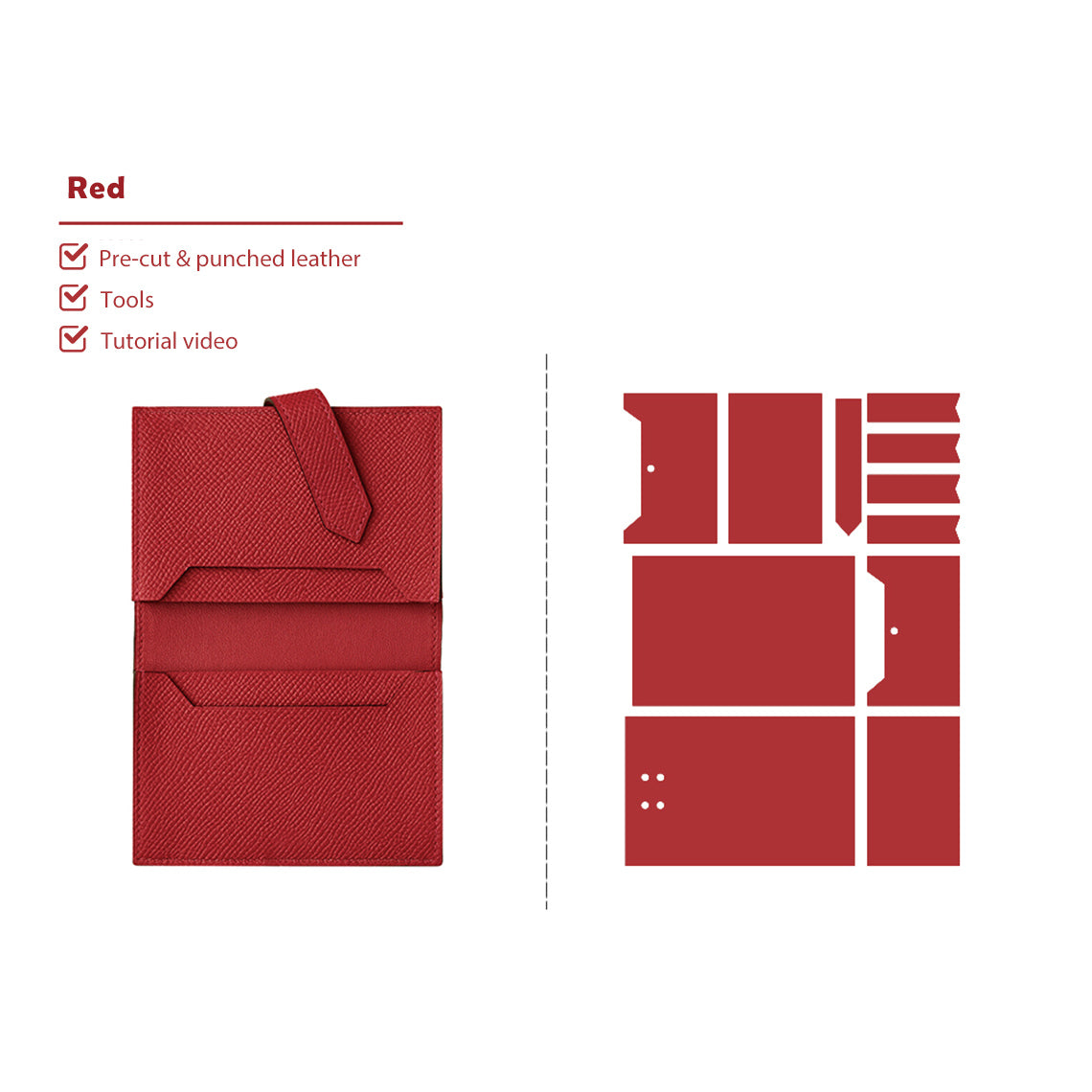 Red Bearn Card Holder Leather Kits - Wirkin® DIY Kit Projects