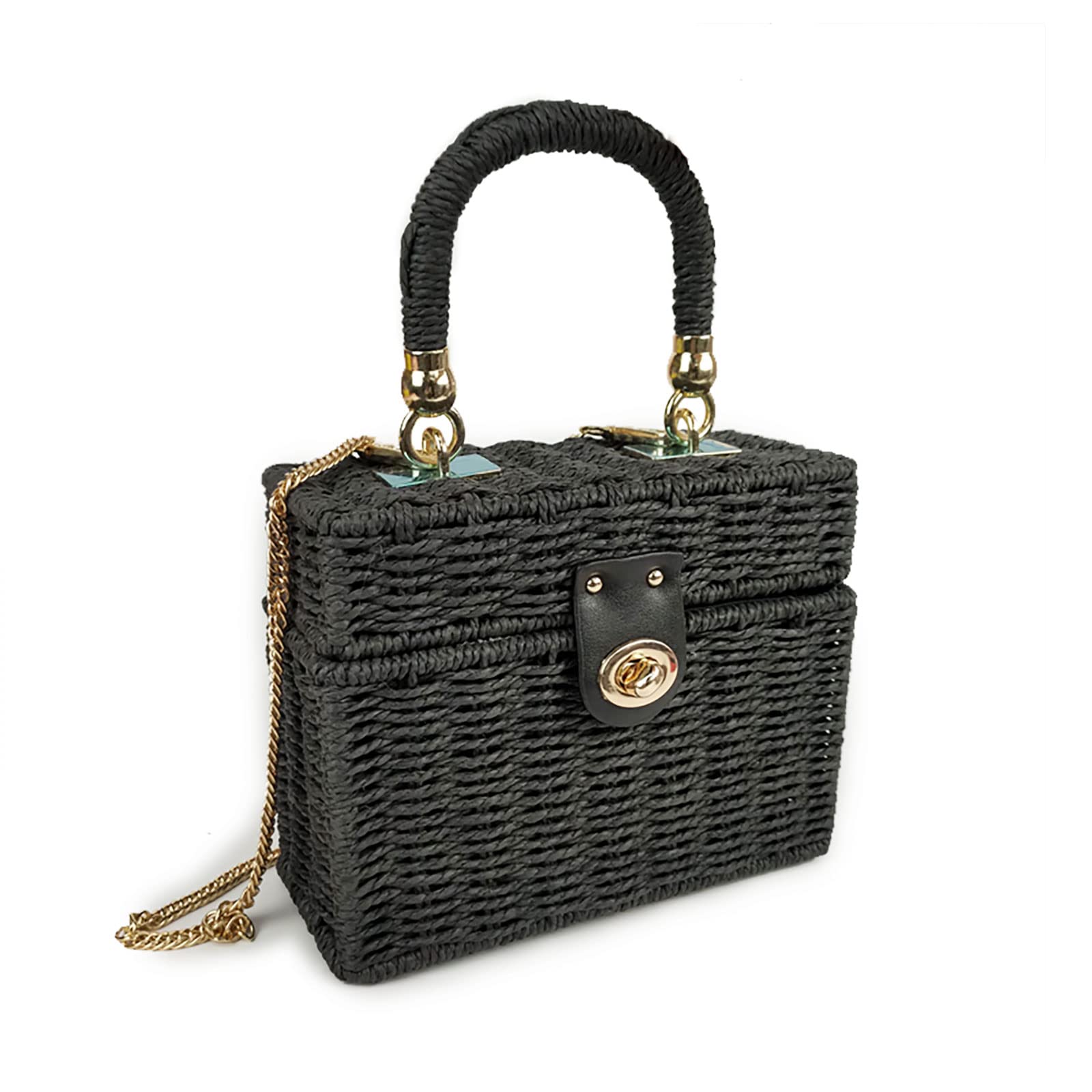 Women’s Handmade Straw Woven Beach Top Handle Bucket Bags image 6