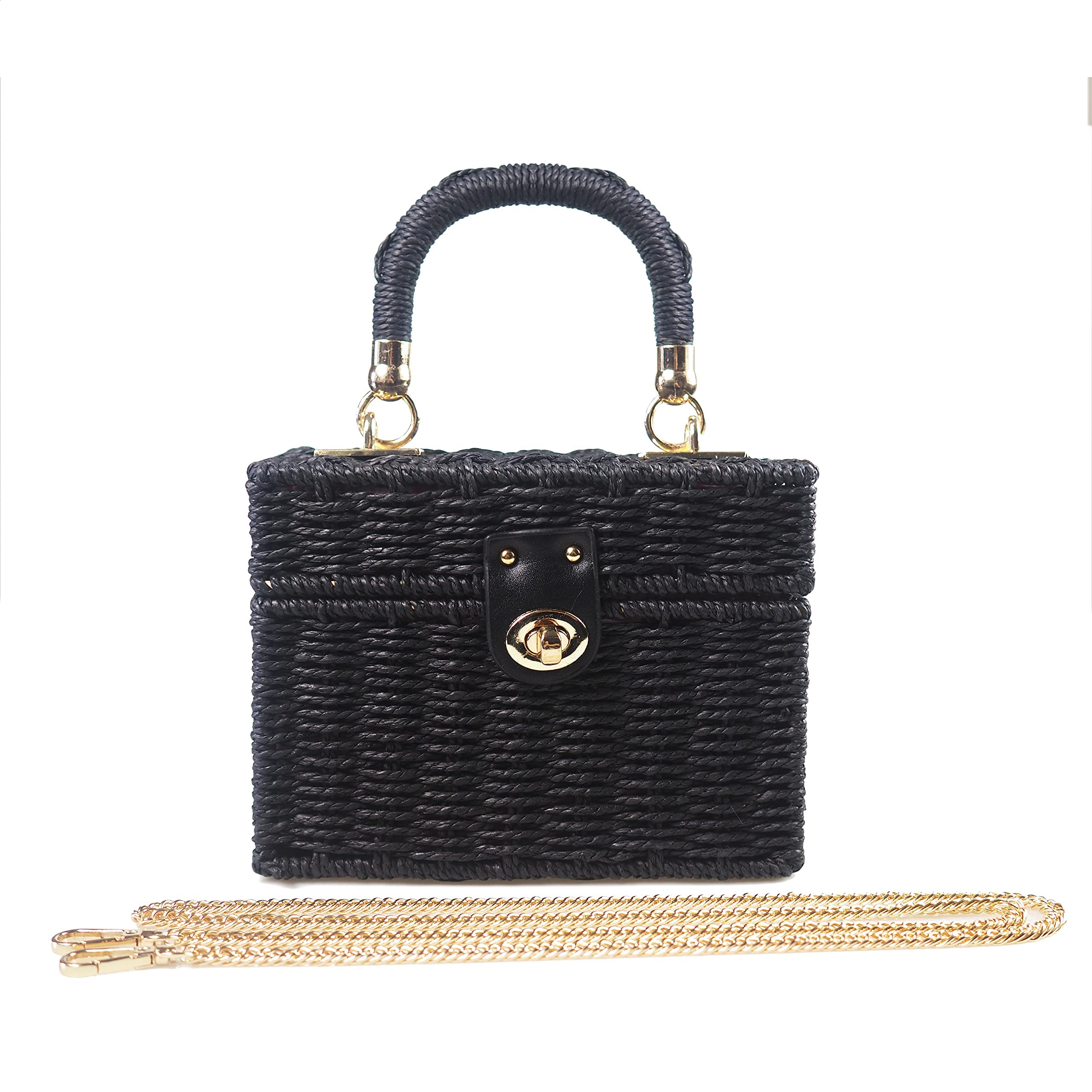 Women’s Handmade Straw Woven Beach Top Handle Bucket Bags image 10