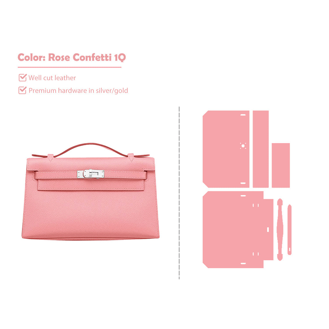 Pink Leather Inspired Kelly Pochette | DIY Handbag Kits - Wirkin®