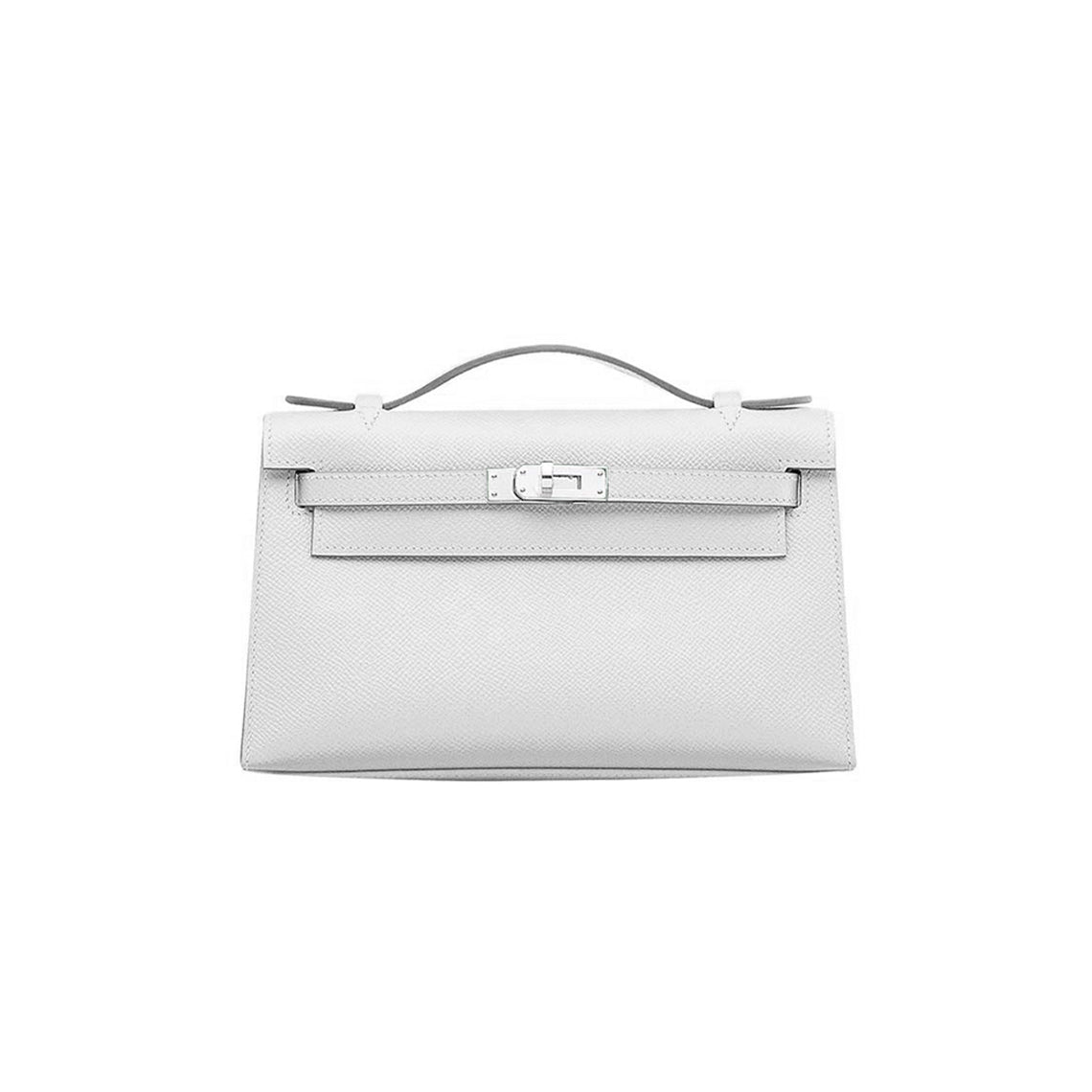 Classic Luxury Leather Bags | White Kelly Clutch in Epsom Calfskin - Wirkin®