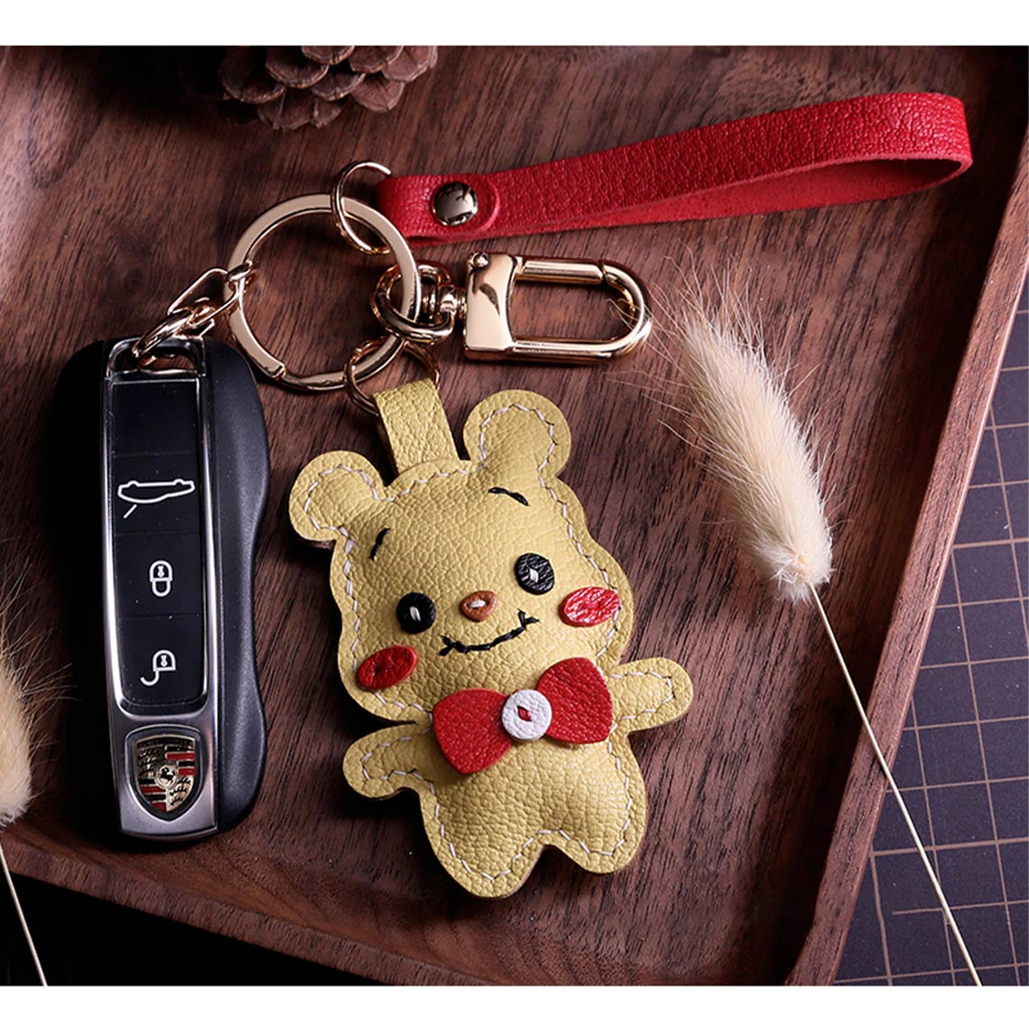 Cute Car Key Keyfobs Ornaments for Girls | DIY Handmade Leather Charm - Wirkin®