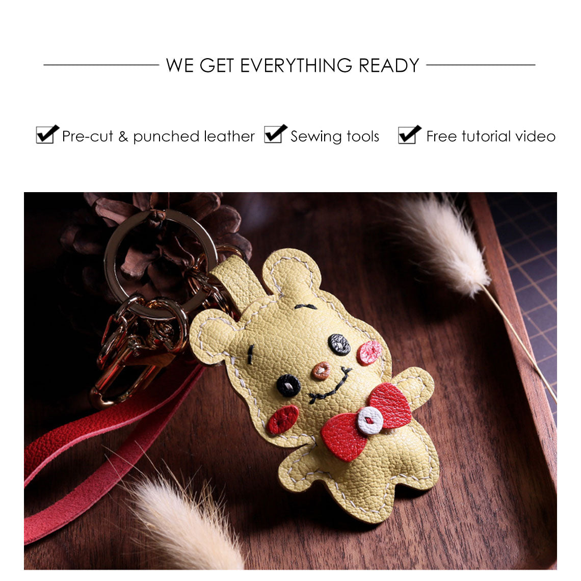 Leather Keychain Sewing Kits Includes Everything You Need | Tutorial for Make Your Own Purse Charm - Wirkin®