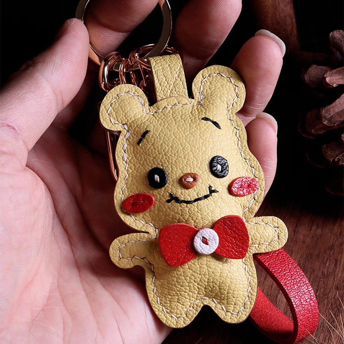 Winnie the Pooh Inspired Design Leather Keychain DIY Kit | Beginner Leather Projects - Wirkin®
