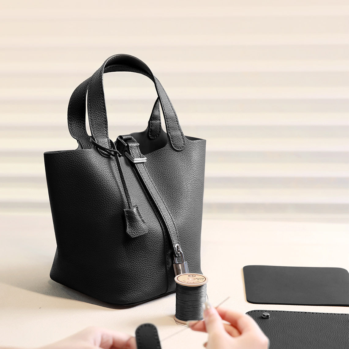 Wirkin® Top Grain Leather Lady Picotin Lock Totes Bag DIY Kit - Price Drop at Checkout