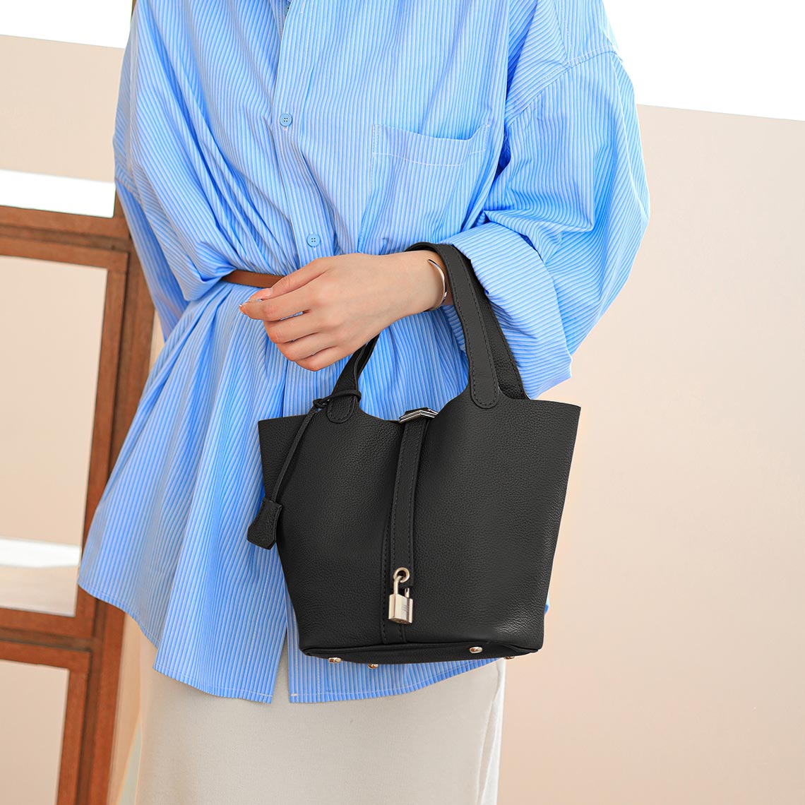 Wirkin® Top Grain Leather Lady Picotin Lock Totes Bag DIY Kit - Price Drop at Checkout