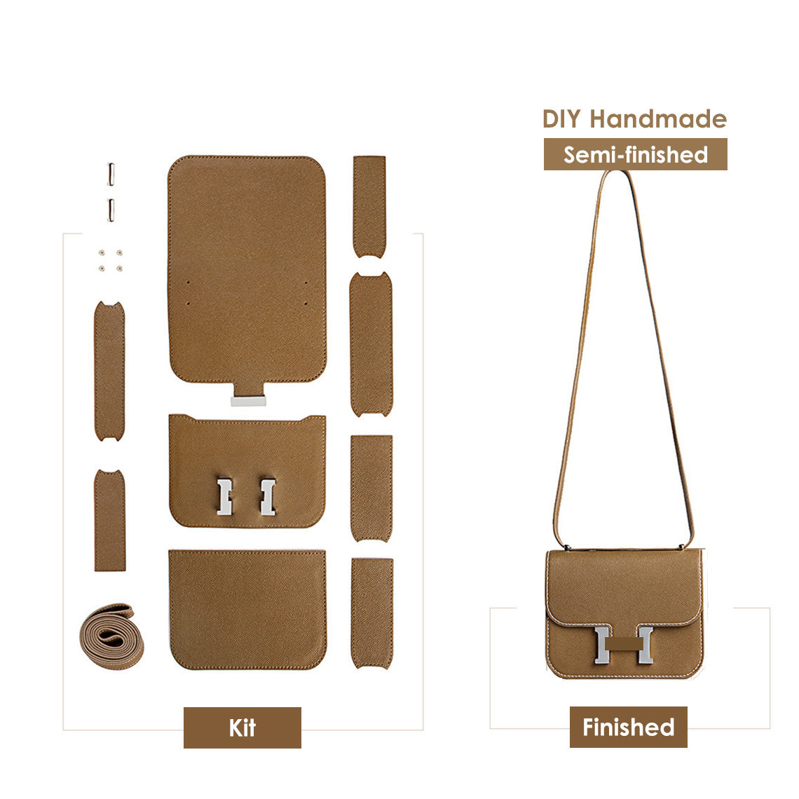 Constance Bag DIY Kit - Leather Tan Tofu Bag Sling Shoulder | Wirkin