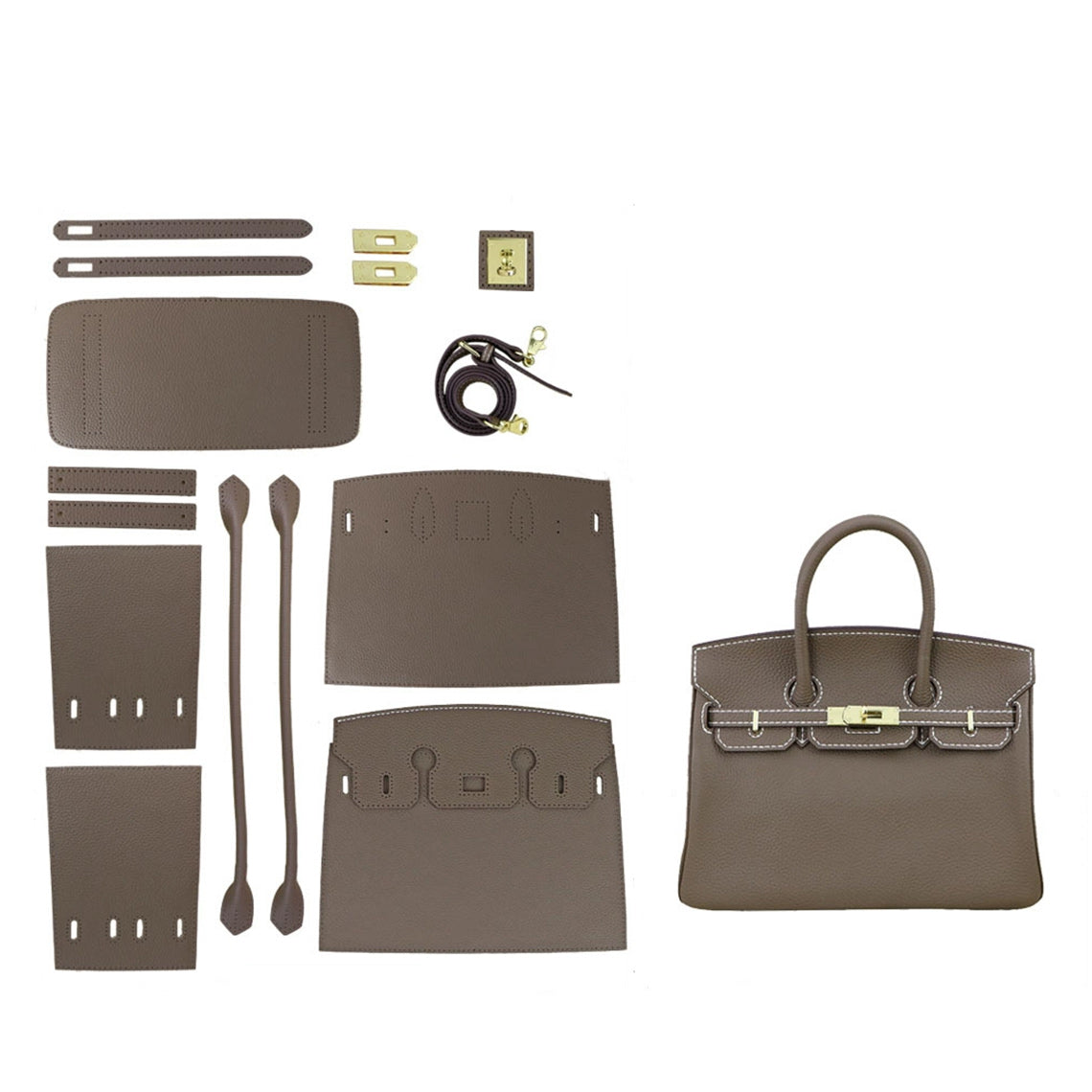 Taupe Leather Handbag for Women | Semi-finished DIY Bag Kits - Wirkin®
