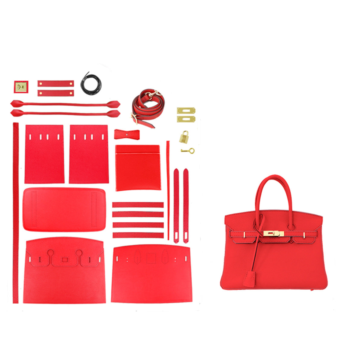 Red Leather Handbag for Women | Semi-finished DIY Bag Kits - Wirkin®