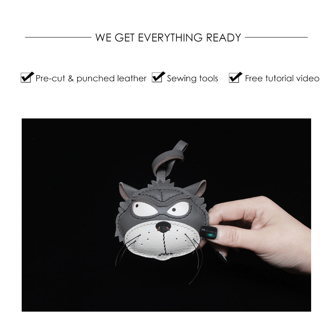 Wirkin® Leather Fun Cat Keychain DIY Kit