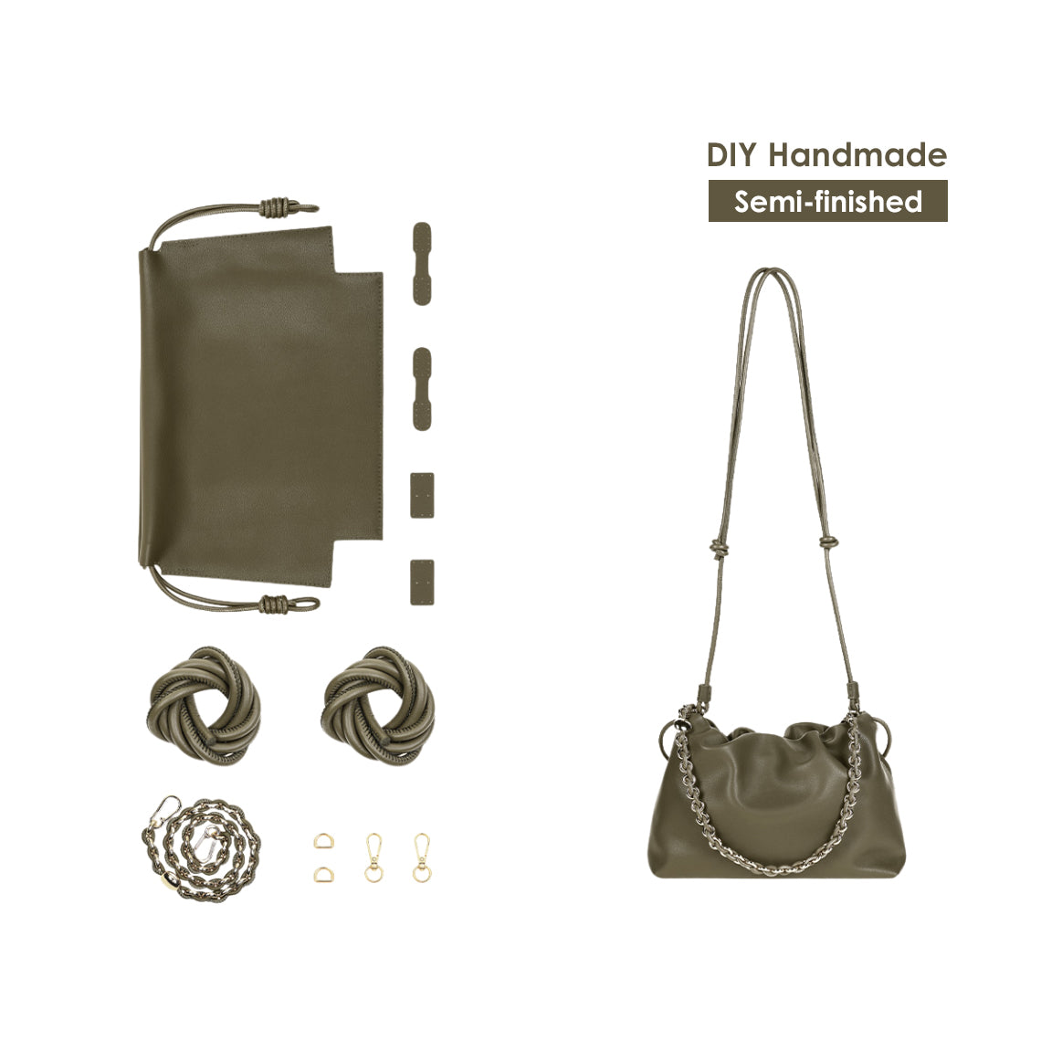 DIY handmade kit patterns for a green handbag clutch - Wirkin®