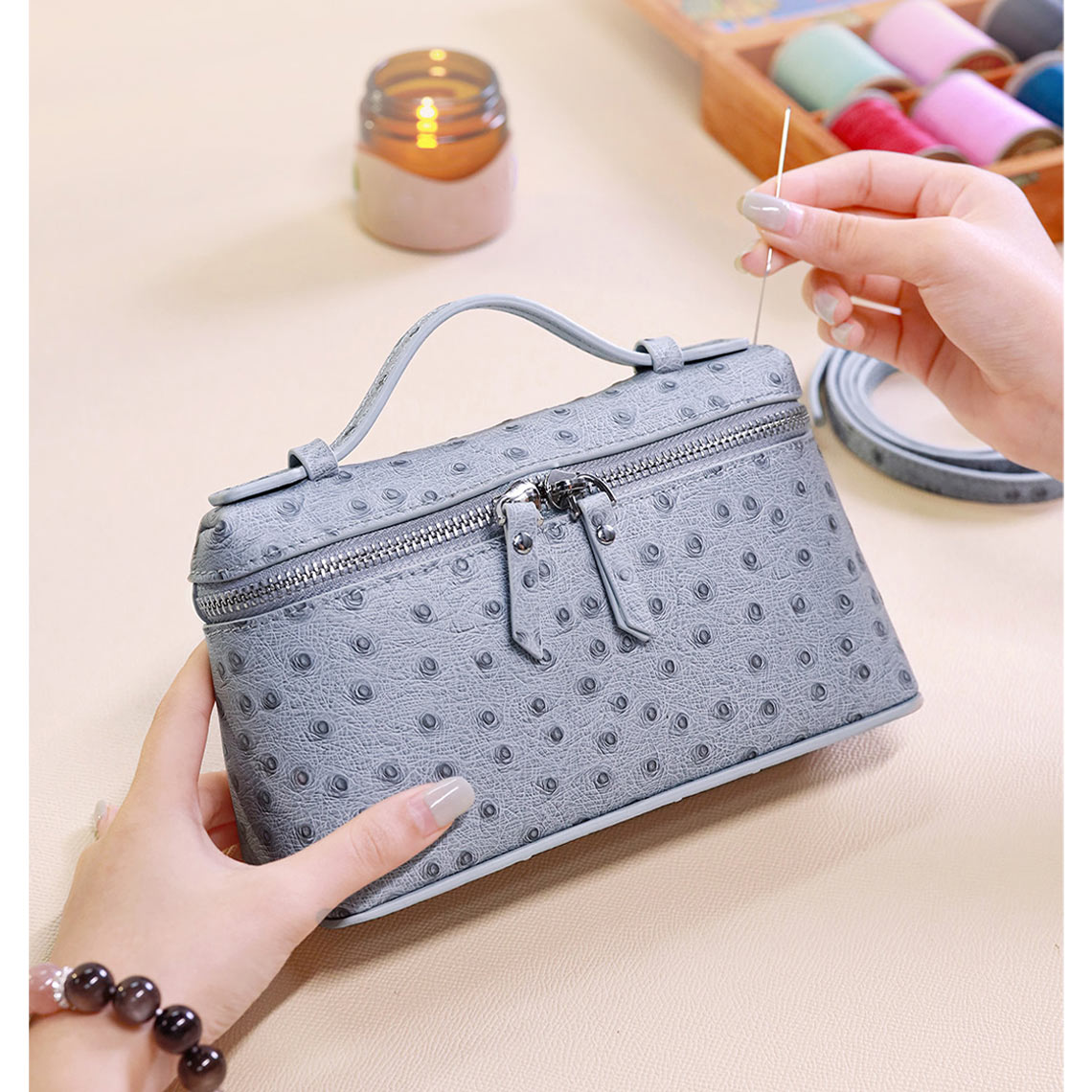 Ostrich Embossed Leather DIY Leather Bag | Leather Bag Sewing - Wirkin®