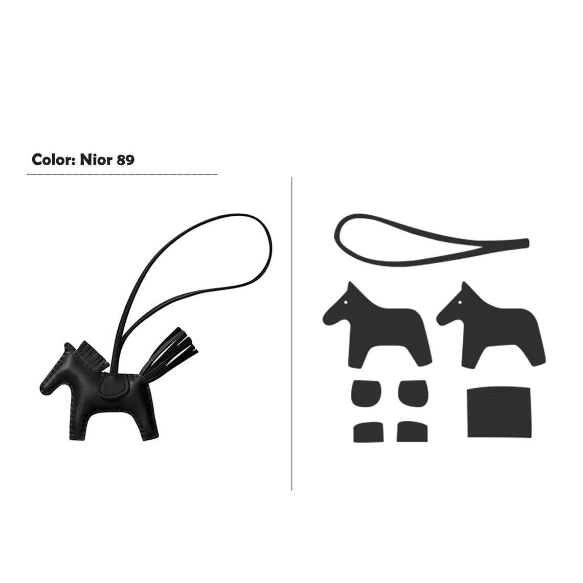  All Black Milo Rodeo Horse Charm DIY Leather Patterns Sewing Kits - Wirkin®
