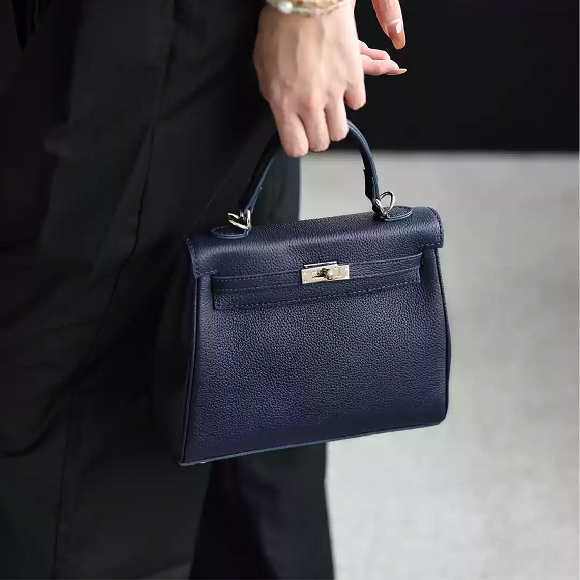 Blue Leather Classic Handbag for Women | DIY Handmade Bags - Wirkin®