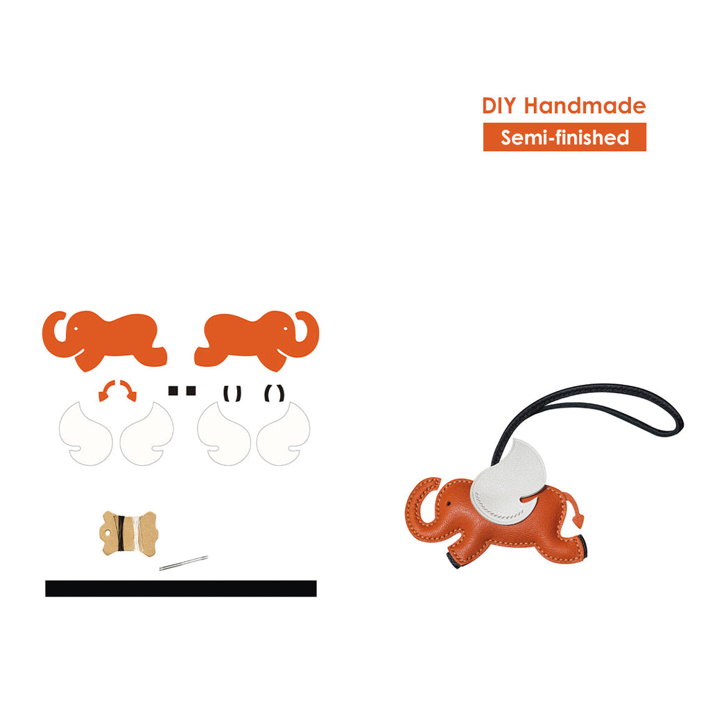 Sheep Leather Elephant Charm DIY Patterns | Handmade Elephant Charm - Wirkin®