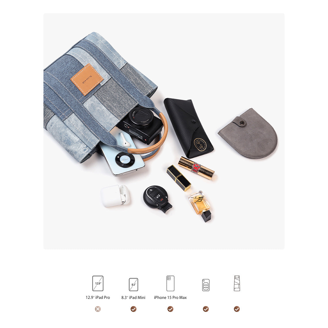 Wirkin® Leather Contrast Denim Handbag DIY Kits