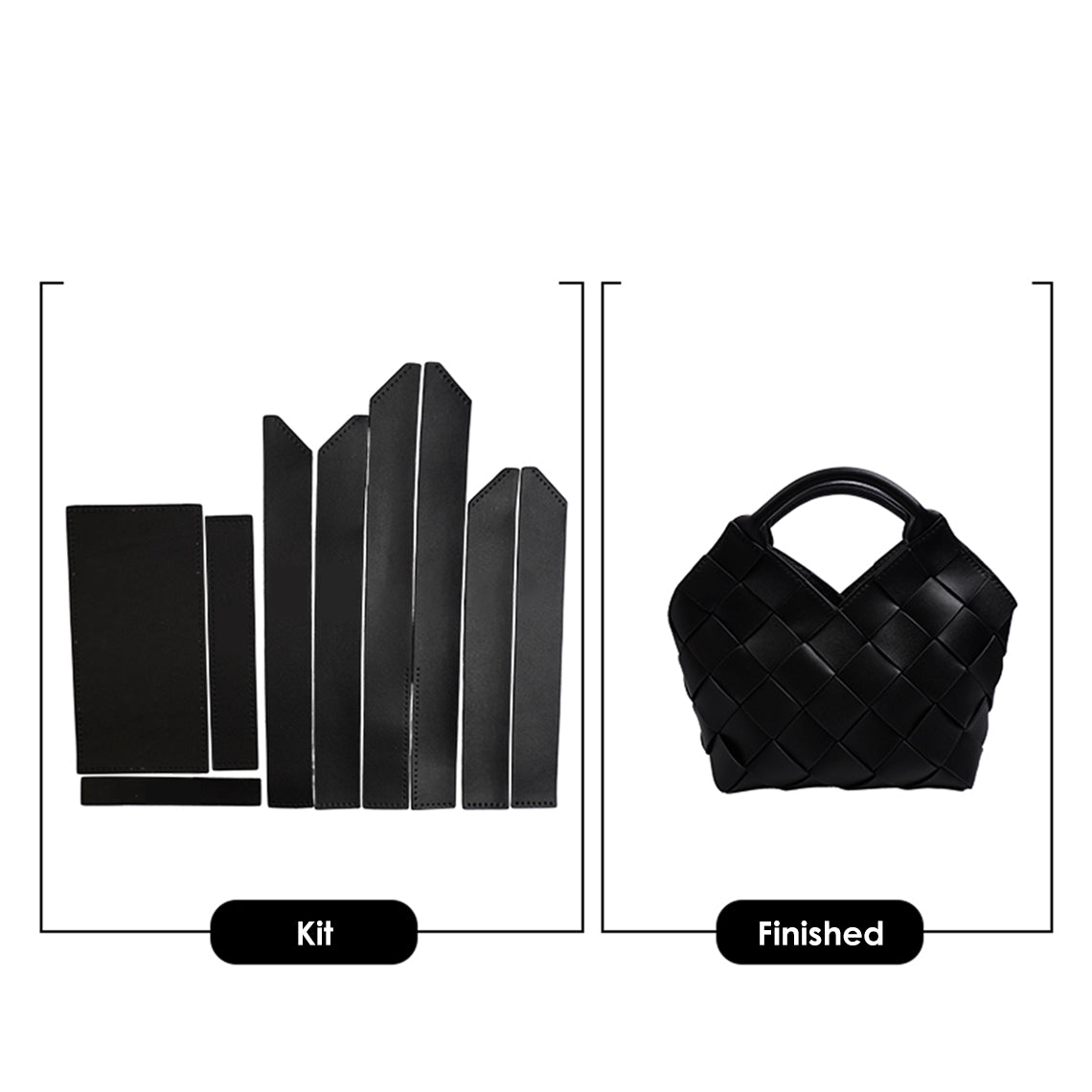 Black Leather Woven Handbag DIY Patterns | A Leather Kit to Make Your Own Bag - Wirkin®