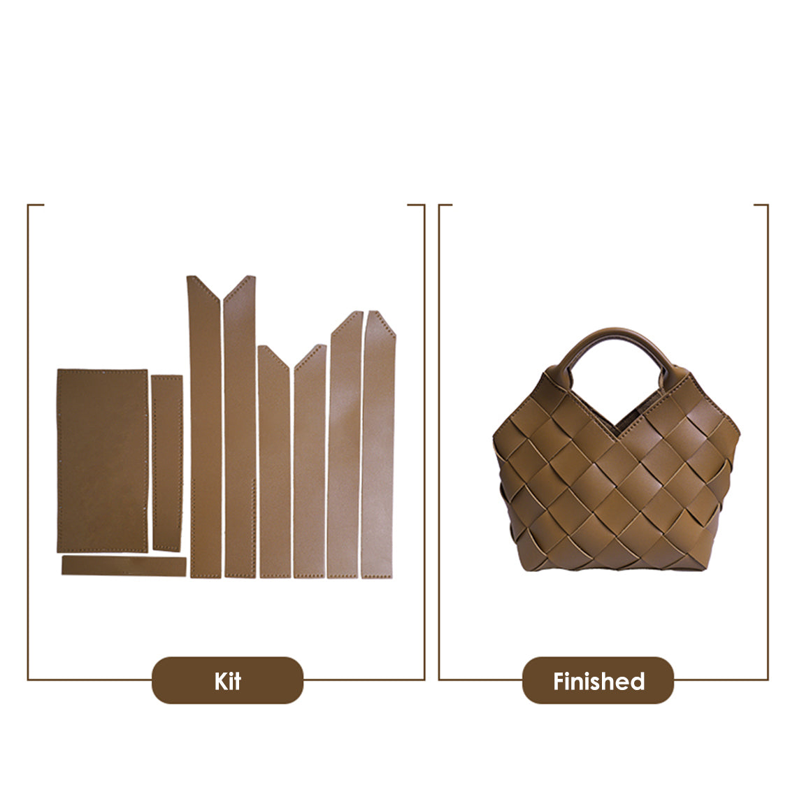 Brown Leather Woven Handbag DIY Patterns | A Leather Kit to Make Your Own Bag - Wirkin®