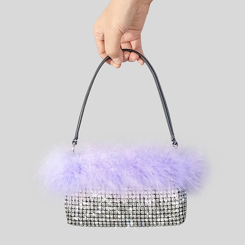 Women’s Feather Rhinestones Evening Bagutte Bags image 2
