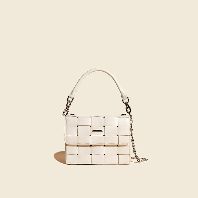 Women’s Woven Cowhide Leather Shoulder Bags with Crossbody Strap image 5
