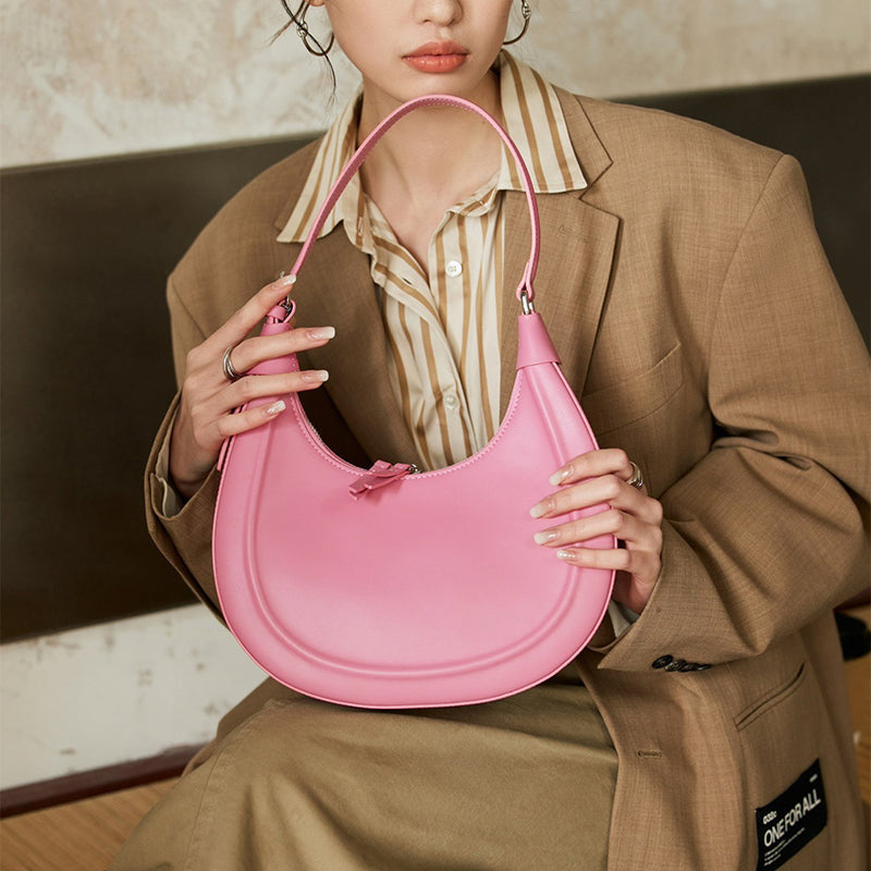 Women’s Genuine Leather Hobo Baguette Bags image