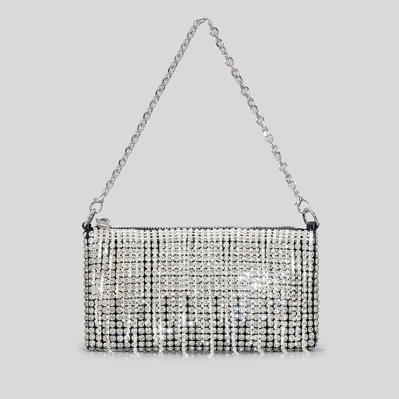 Women’s Full Rhinestones Fringes Evening Clutch Purse image