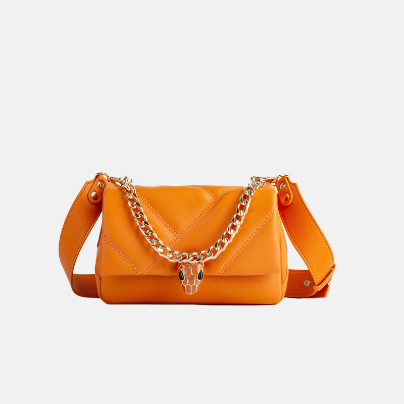 Women’s Flap Snake Quilted Shoulder Bags in Genuine Leather image 3