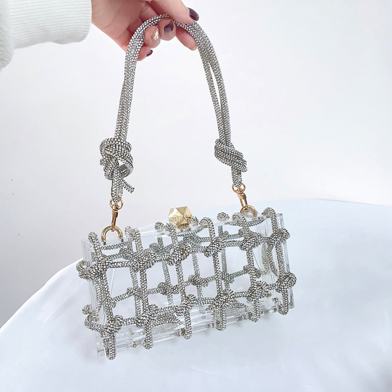 Women’s Rhinestone Straps Caged Clear Bags image 6