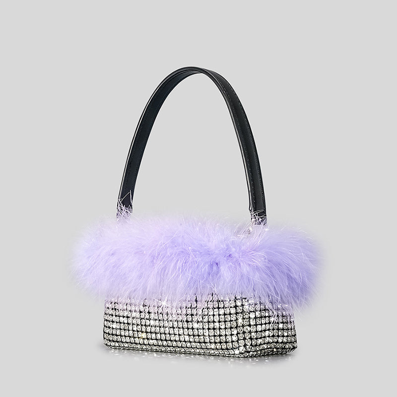 Women’s Feather Rhinestones Evening Bagutte Bags image 3