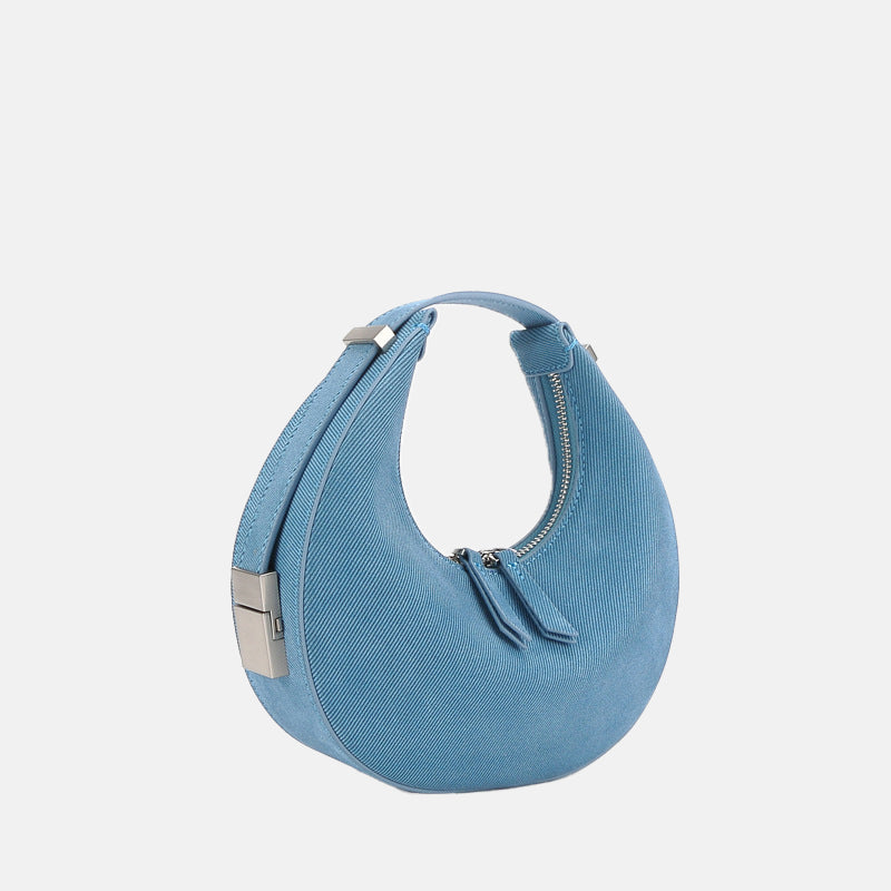 Women’s Genuine Leather Half Moon Hobo Bags in Blue image 2