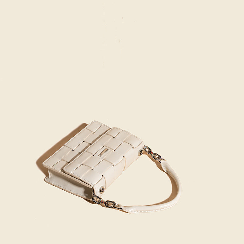Women’s Woven Cowhide Leather Shoulder Bags with Crossbody Strap image 4