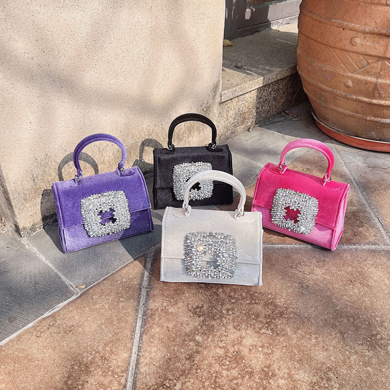 Women’s Huge Rhinestones Silk Evening Handbags image 6