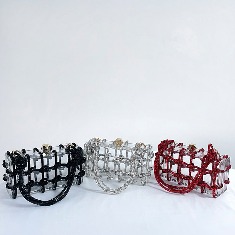Women’s Rhinestone Straps Caged Clear Bags image 4