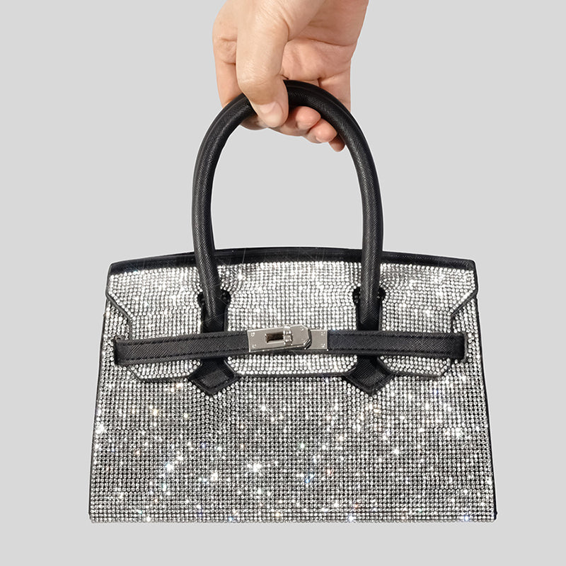 Women’s Rhinestone Small Top Handle Evening Bags in Silver image 2