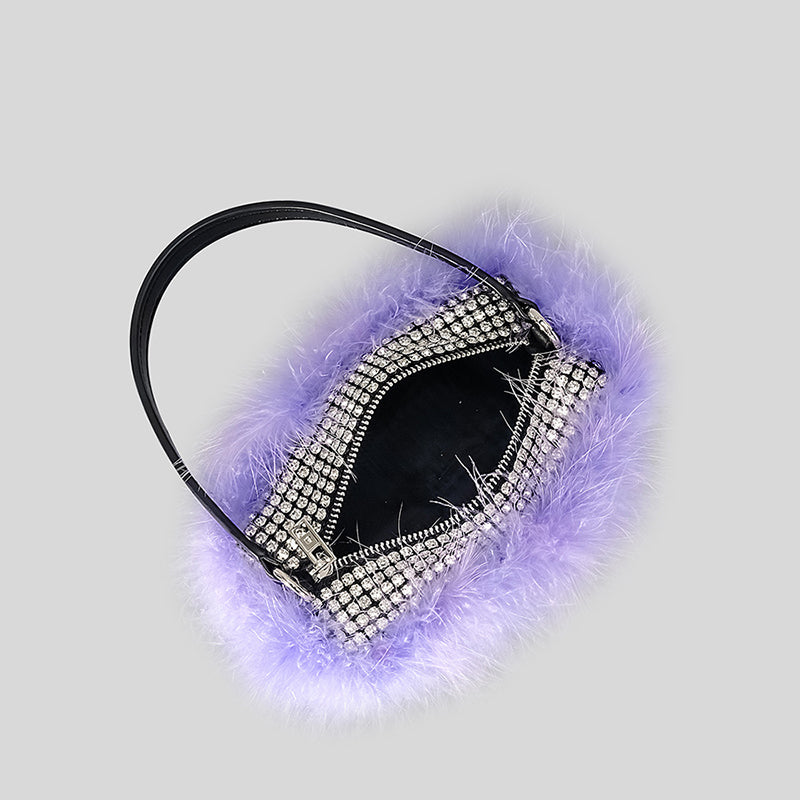 Women’s Feather Rhinestones Evening Bagutte Bags image 5