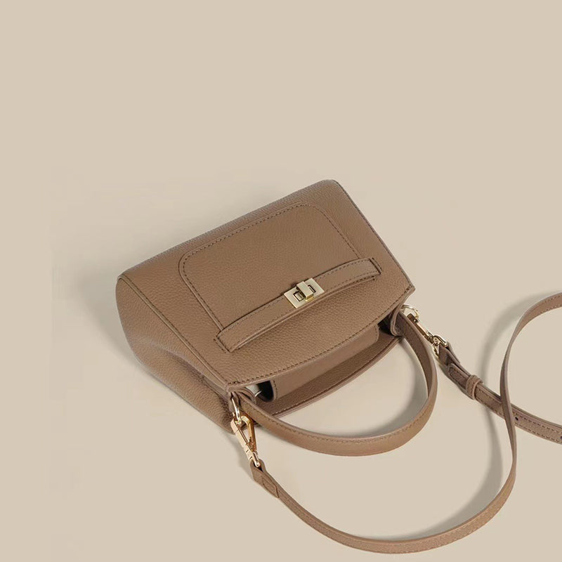Women’s Small Genuine Leather Minimal Satchel Bags with Shoulder Strap image 3