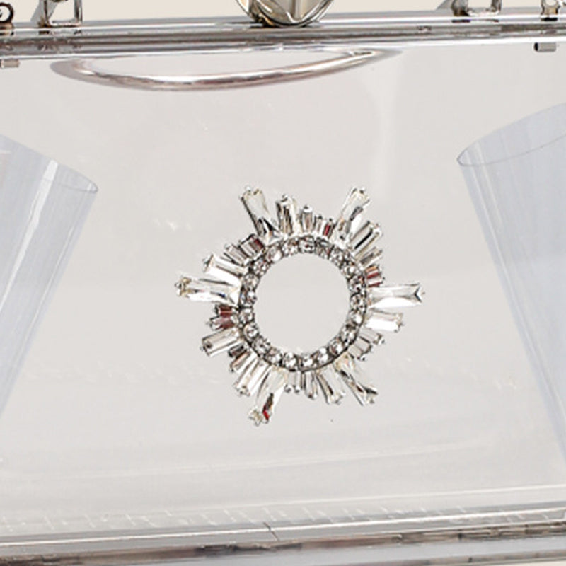 Women’s Clear PVC Rhinestones Crossbody Evening Clutch Bags image 4