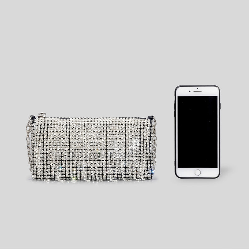 Women’s Full Rhinestones Fringes Evening Clutch Purse image 4