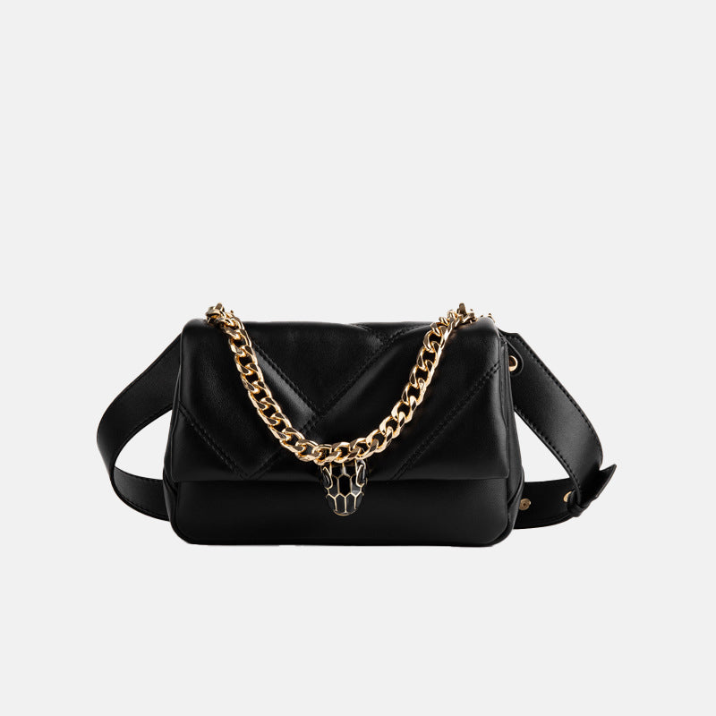 Women’s Flap Snake Quilted Shoulder Bags in Genuine Leather image