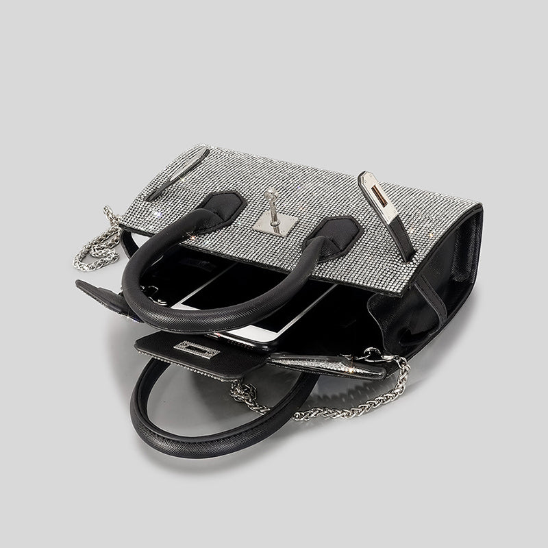 Women’s Rhinestone Small Top Handle Evening Bags in Silver image 5