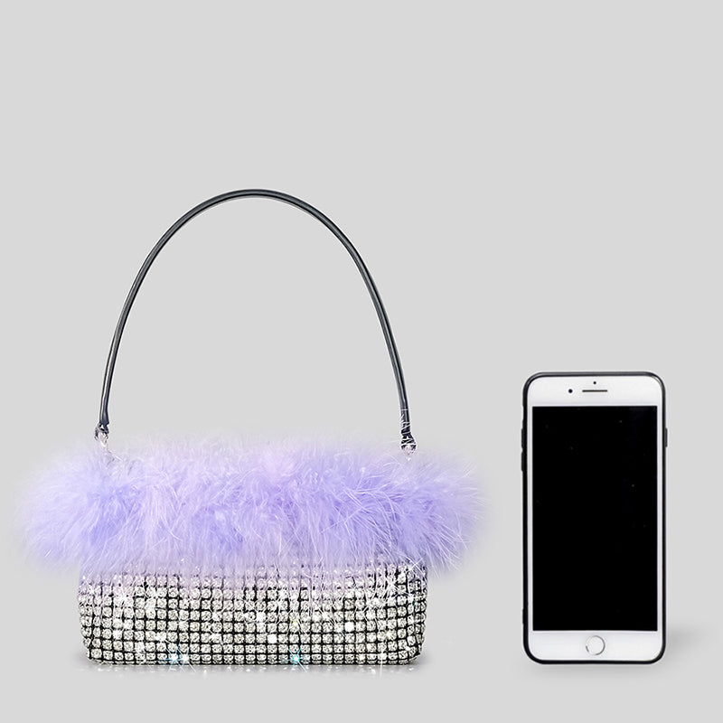 Women’s Feather Rhinestones Evening Bagutte Bags image 4