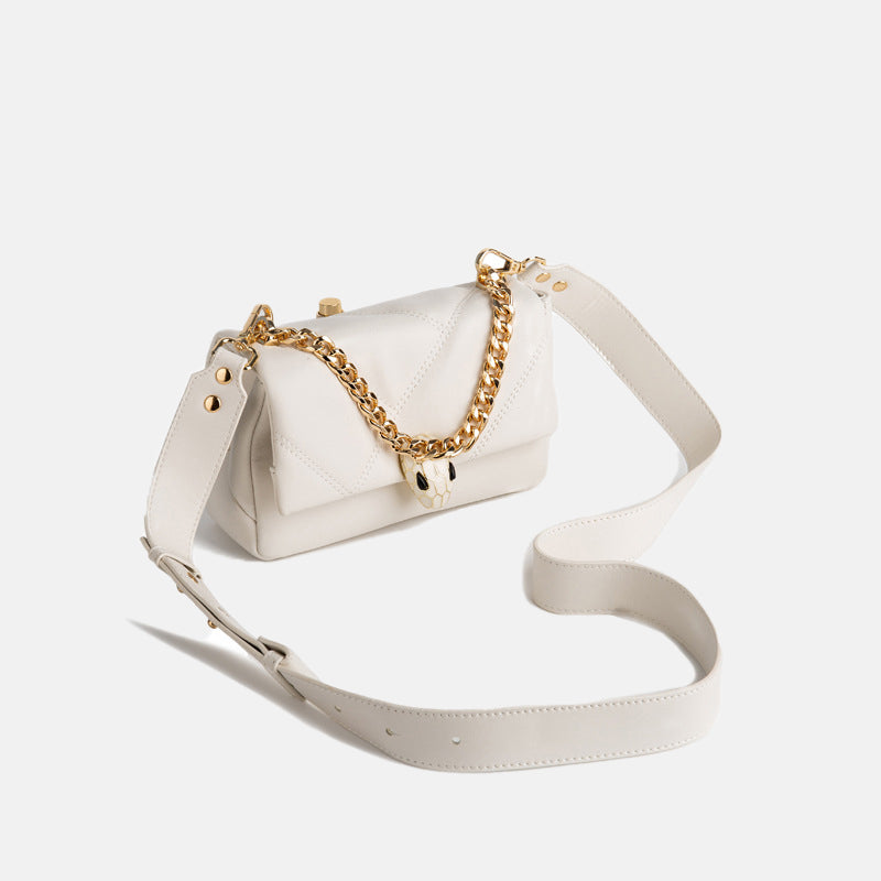 Women’s Flap Snake Quilted Shoulder Bags in Genuine Leather image 4