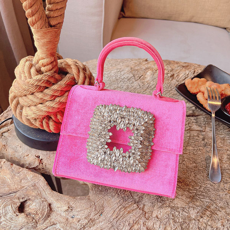 Women’s Huge Rhinestones Silk Evening Handbags image 3