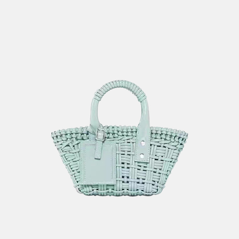 Women’s Genuine Leather Woven Small Bucket Bags image
