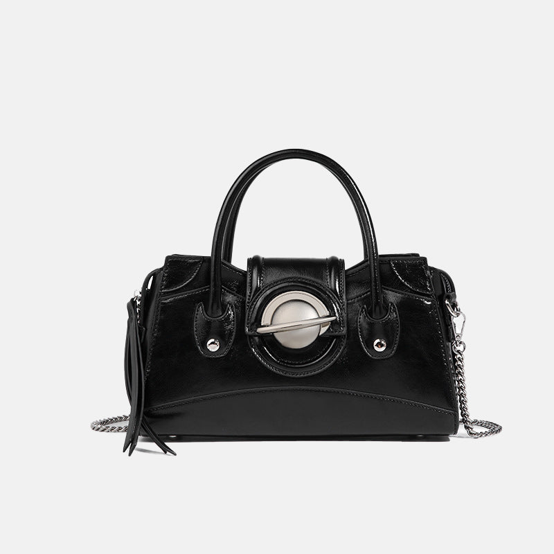Women’s Metal Docoration Genuine Leather Handbags image