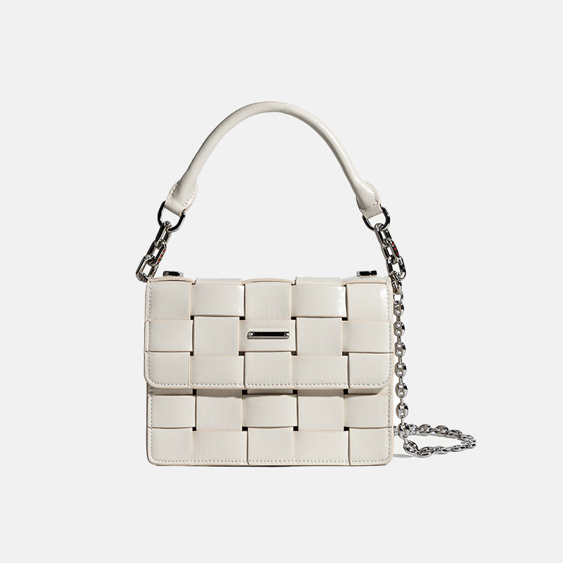 Women’s Woven Cowhide Leather Shoulder Bags with Crossbody Strap image 2