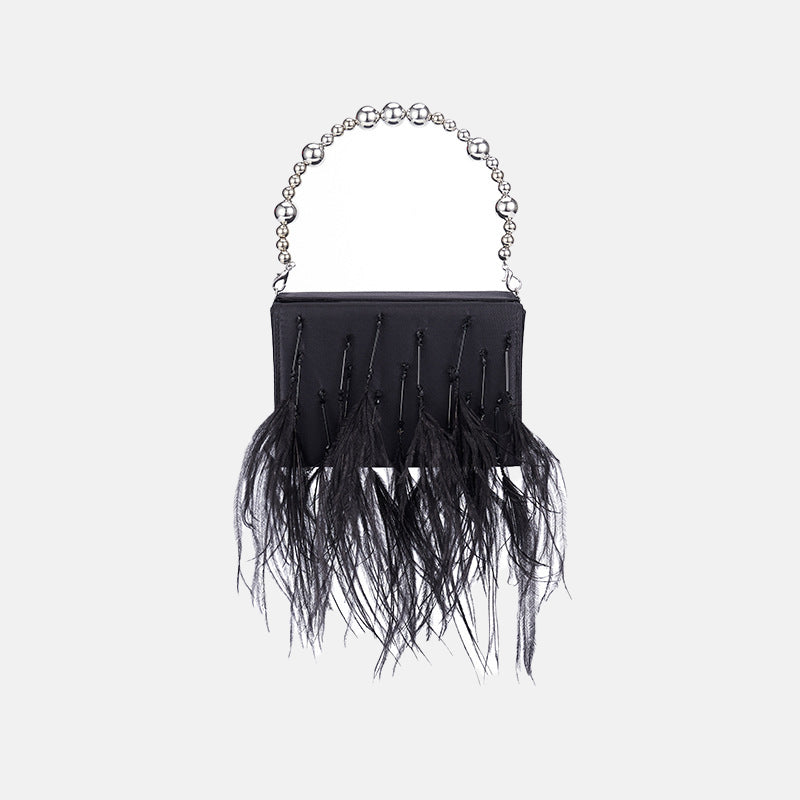 Women’s Orstrich Feather Beaded Clutch Bags image