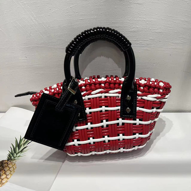 Women’s Genuine Leather Woven Small Bucket Bags image 5