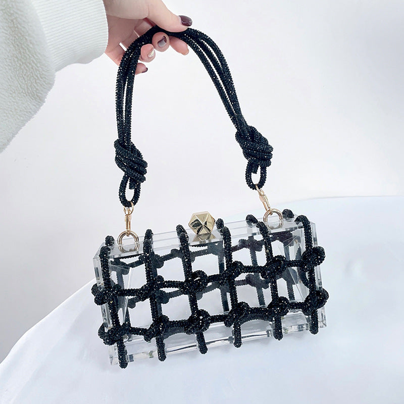 Women’s Rhinestone Straps Caged Clear Bags image 10