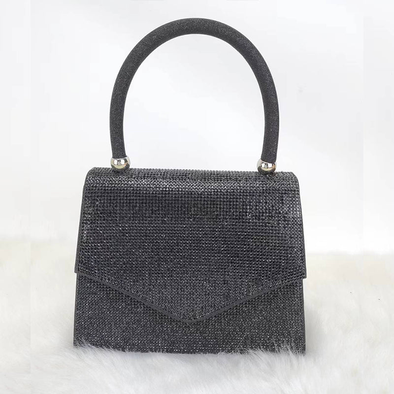 Women’s All Over Rhinestones Flap Small Top Handle Prom Bags image
